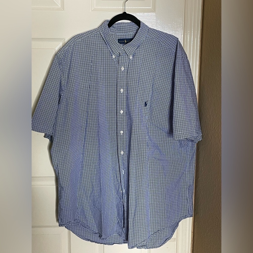Polo Ralph Lauren Men's Check Blue Shirt, Size 2XLT- Blue​​​​​​​​​​​​​​​ - Picture 5 of 15